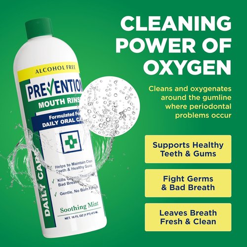 Skiennix Alcohol-Free Mouthwash - Hydrogen Peroxide Teeth Whitening & Fresh Mint Flavor | 16 oz, 4 Pack
