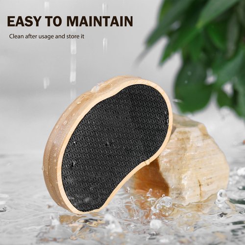 FVION Nano Glass Foot File with Bamboo Handle - Foot Scrubber Dead Skin Pumice Stone for Feet - The Ultimate Gentle Pedicure File Feet Callus Remover (Yellow)