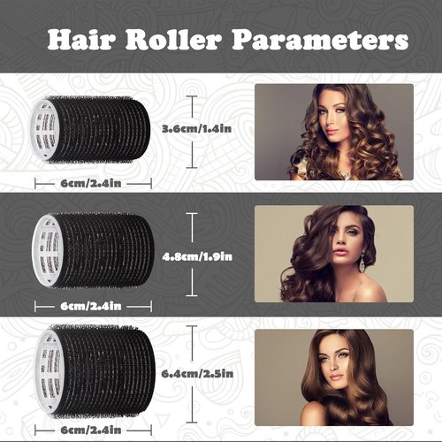 Sungenol Hair Roller Set - 18 Pcs with Clips & Comb for Salon-Quality DIY Hairstyles | 3 Sizes Included