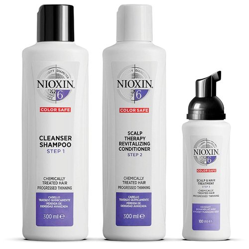 Nioxin System Kit 6 - Hair Strengthening & Thickening Treatment for Sensitive Scalp | Full Size (3 Month Supply)