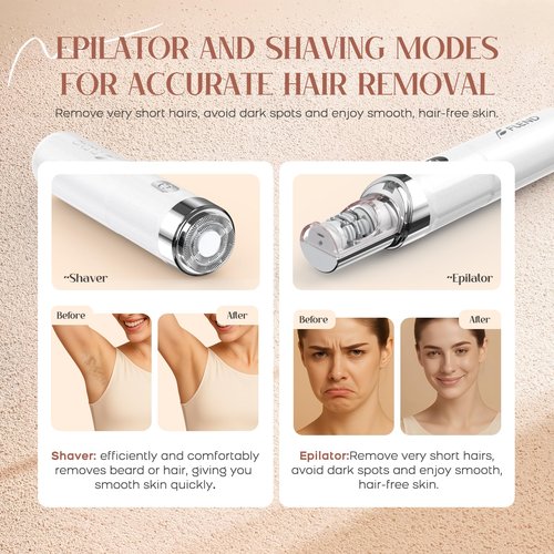 Epilator for Women, 2-in-1 Facial Hair Removal Epilator, Painless Designed Hair Remover with Built-in LED Light for Precision, Smooth Glide Hair Remover for Women Face Lips Chin Peach Fuzz