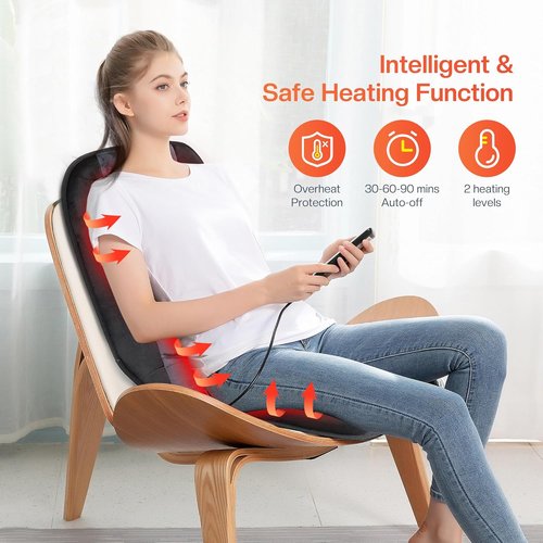 CILI Massage Chair Pad - Heated Back Massager with 10 Vibration Motors | Ideal for Home & Office Use