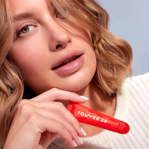 Tower 28 LipSoftie Tinted Lip Balm Treatment - Hydrating Glossy Balm & Overnight Mask with Jojoba Oil - SOS Vanilla (0.38 oz)