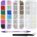 EARLMONI 5200PCS Nail Gems and Charms, AB Crystal Nail Rhinestones with Flatback Nail Pearls, Pick Up Tweezers, Rhinestone Picker Tool, Flat Back Nail Gems for Nail Art, Clothes, Face, Craft