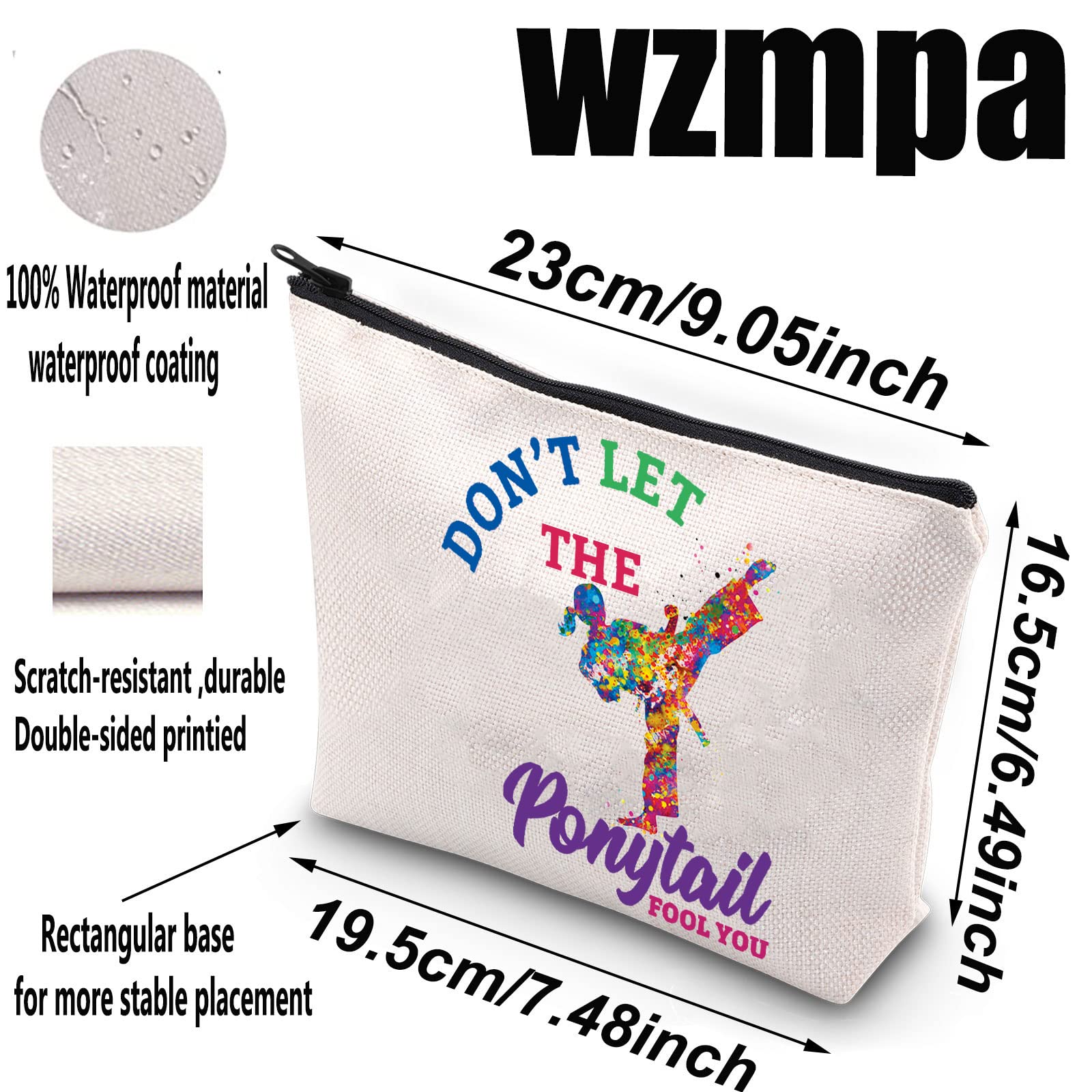 WZMPA Karate Girl Cosmetic Makeup Bag Karate Lovers Gift Dont Let The Ponytail Fool You Martial Arts Zipper Pouch For Women Girls (Ponytail Fool You)