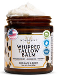 Wonderfat Grass-Fed Whipped Tallow Balm, Face and Body Moisturizer with Manuka Honey, Fragrance Free Tallow Moisturizer for Sensitive Skin, Lightweight Tallow Cream, 3 oz