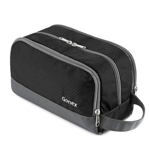 Gonex Travel Toiletry Bag - Durable Nylon Shaving Organizer in Black | Perfect for Travel