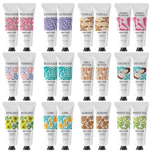 24 Pack Hand Cream Gifts Set for Women, Easter Basket Stuffers, Hand Cream Travel Size Bulk, Mini Moisturizer Hand Lotion for Dry Hands, Bridesmaid Gifts, Teacher Appreciation Gifts, Mothers Day Gifts
