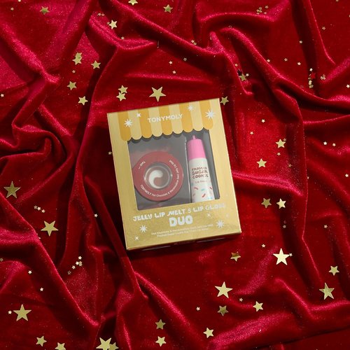 TONYMOLY Jelly Lip Melt Duo - Hydrating Lip Balm & Gloss Key Chain Set | Holiday Edition with Hot Chocolate & Frosted Sugar Cookie