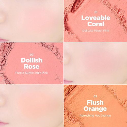 Lilybyred Luv Beam Cheek - Heart-Shaped Korean Powder Blush, Soft Matte Finish, Lightweight & Long-Lasting (02 Dollish Rose)