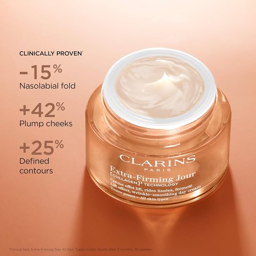 Clarins Extra-Firming Day Moisturizer - Anti-Aging Face Cream with Collagen & Niacinamide | Refillable | 1.7 Oz