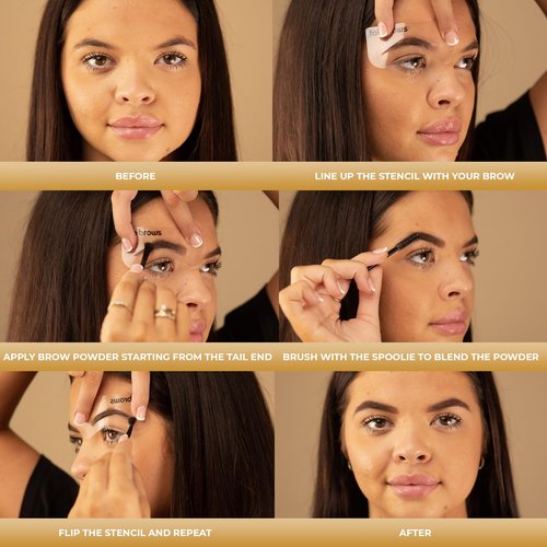 Fab Brows Duo Eyebrow Kit, Ultimate Brow Stencil Kit with Compact Powder Mirror and Eyebrow Shaper, Waterproof Eyebrow Makeup Kit Contour Palette, Eyebrow Cosmetics, (Light/Medium Brown)