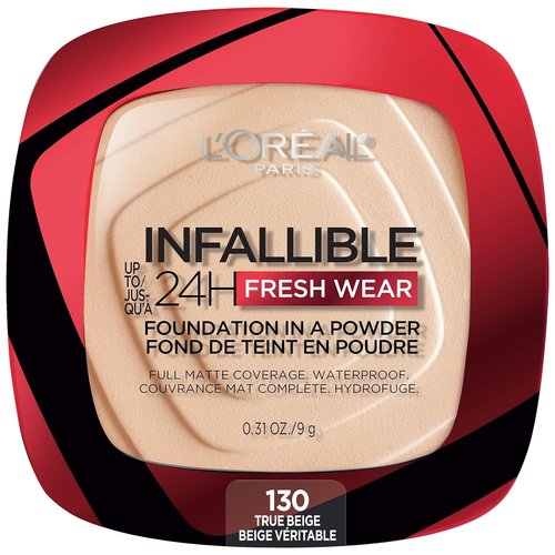 L'Oreal Paris Makeup Infallible Fresh Wear Foundation Powder - Waterproof, 24H Wear, True Beige, 0.31 oz.