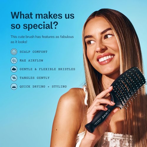Gimme Beauty Vented Detangling Brush - Heat-Resistant for Quick Drying & Styling - Ideal for All Hair Types