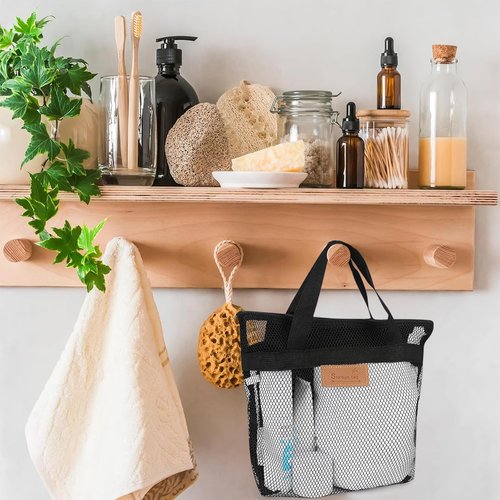 Rotema 2026 Spring Women's Gifts Shower Caddy,College Supplies,Portable Shower Bag,Everyday Household Dorm Essentials,Shower Basket for Toiletries(Black,Pack of 2)