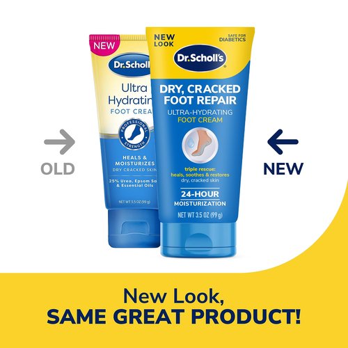 Dr. Scholl's Dry, Cracked Foot Repair Ultra-Hydrating Foot Cream 3.5 oz & Dry, Cracked Skin Ultra-Hydrating Foot Mask, Intensely Moisturizes Repairs and Softens Rough Dry Skin with Urea, 1 Pair