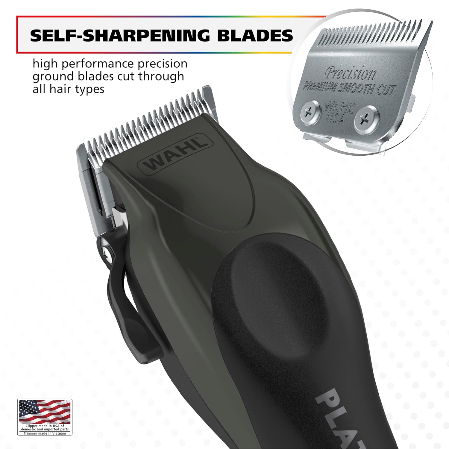 Wahl USA Pro Series Platinum Hair Clipper & Trimmer - Home Haircutting with Color-Coded Combs | Model 79804-100