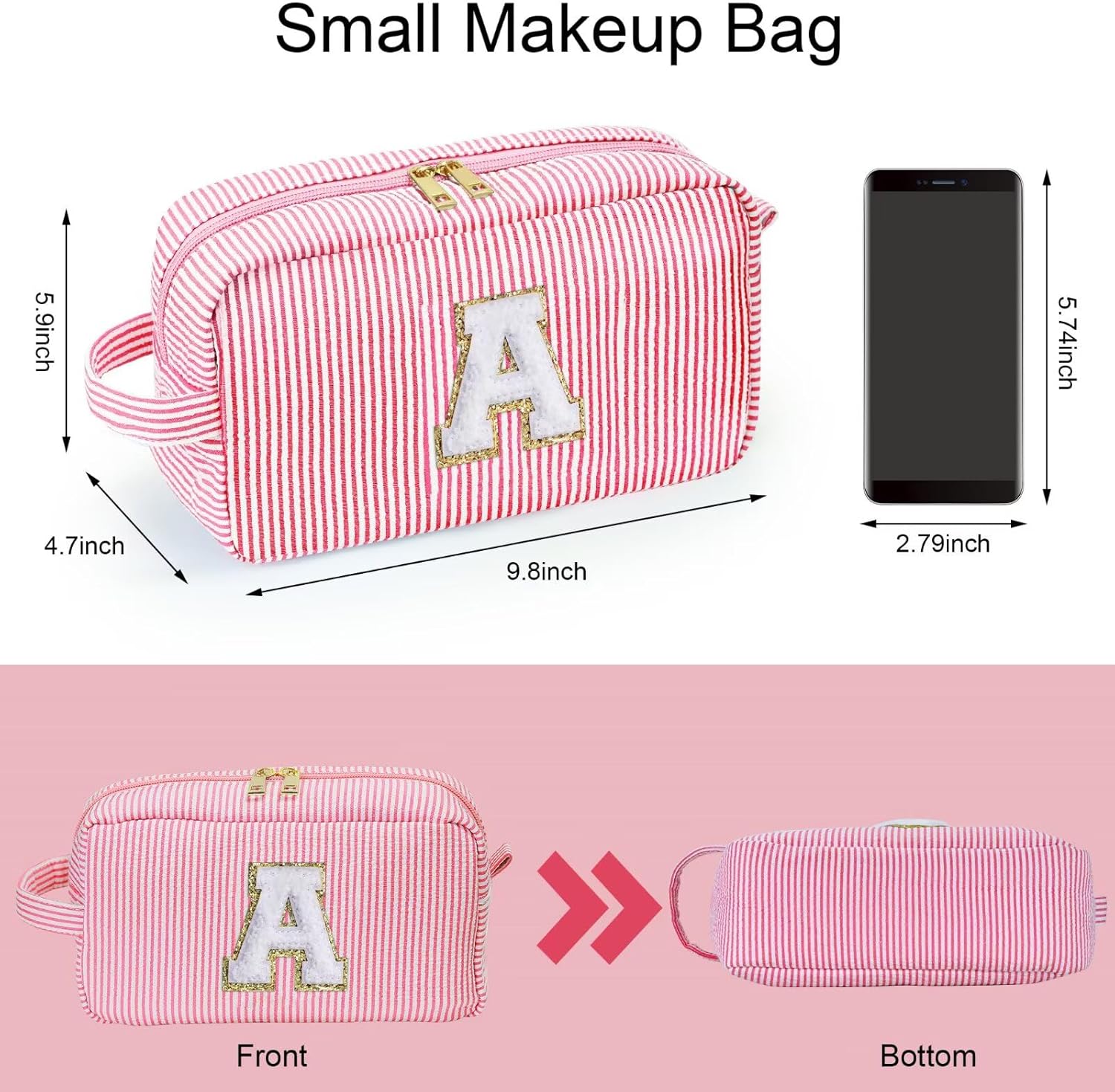 YOOLIFE Personalized Makeup Bag - Stylish Cosmetic Pouch for Women | Perfect Birthday Gift in Pink