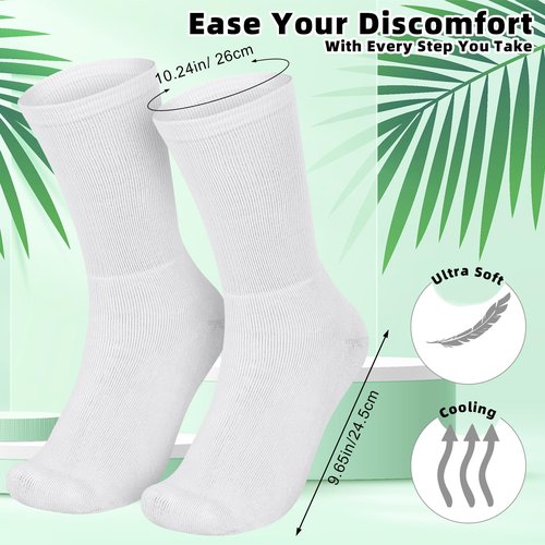 Silicherry 4 Pairs Cotton Soft Eczema Socks White Hydrating Moisturizing Therapy Cotton Socks Eczema Relief for Adult Wet Wrap Non Itch Soft Feet Treatment