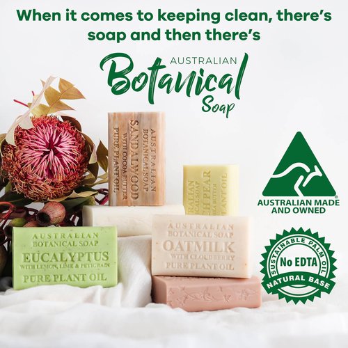Australian Botanical Goats Milk Soap, Manuka Honey, Lemongrass and Sea Salt 6.6 OZ, Luxury Soap Bars Enriched with Shea Butter, Suitable for all Skin Types, Pack of 4