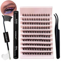 Lash Extension Kit D Curl Lash Clusters WHYBRAW Eyelash Extension Kit with 7 Days Long Lasting Bond Lash Bond and Seal 120 Pcs Natural Individual Lashes Kit with Cluster Lash Tweezers