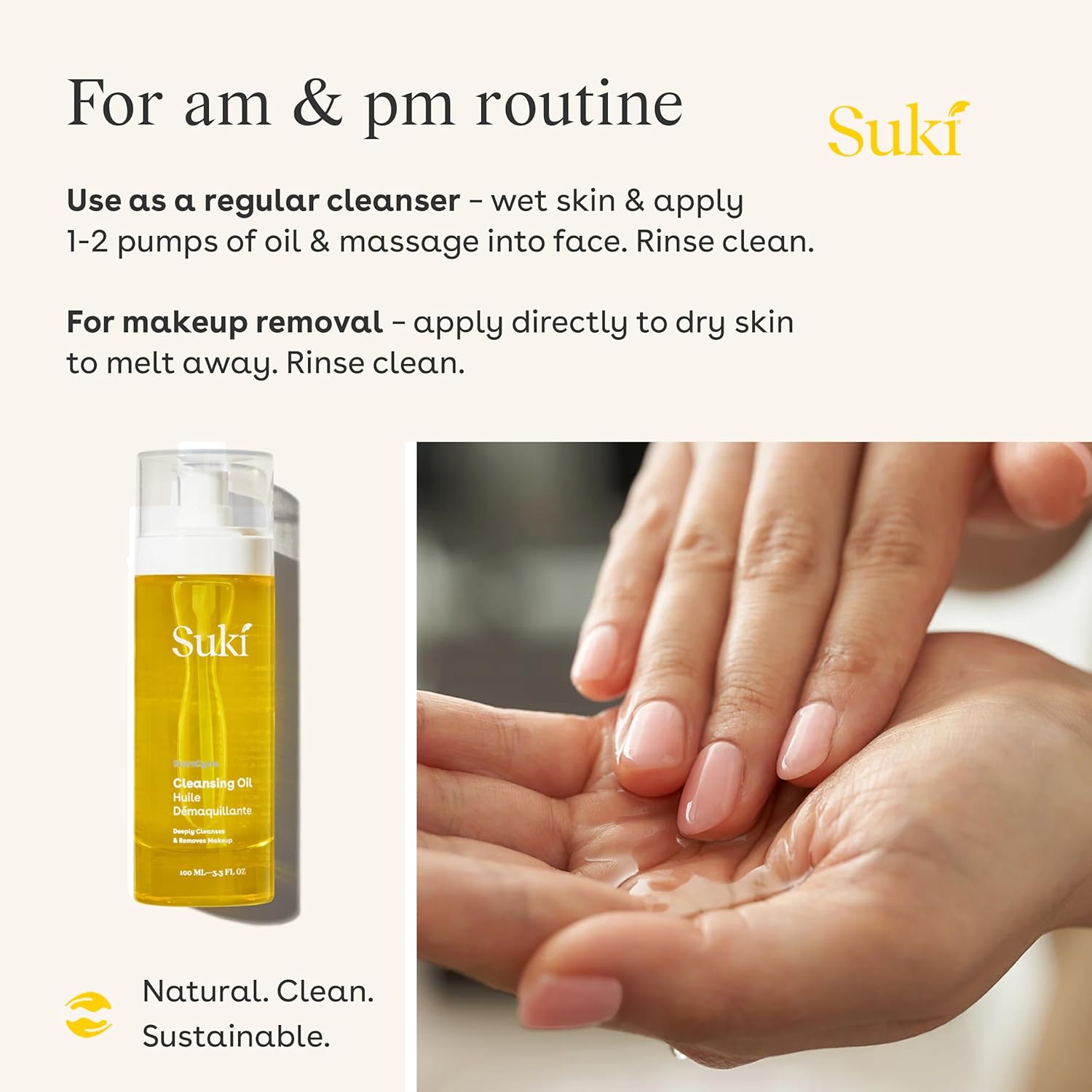 Suki Cleansing Oil - Makeup Remover & Facial Cleanser | Hydrates & Prevents Breakouts - 4 Fl Oz