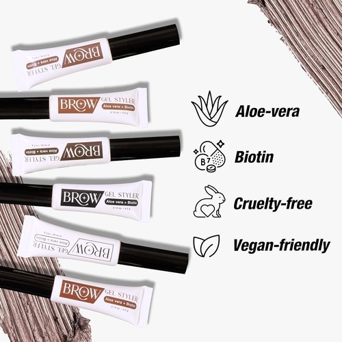 Secret of Pharaoh Brow Gel Styler - Dark Brown, Water-Resistant Eyebrow Gel for Natural Lifted Look