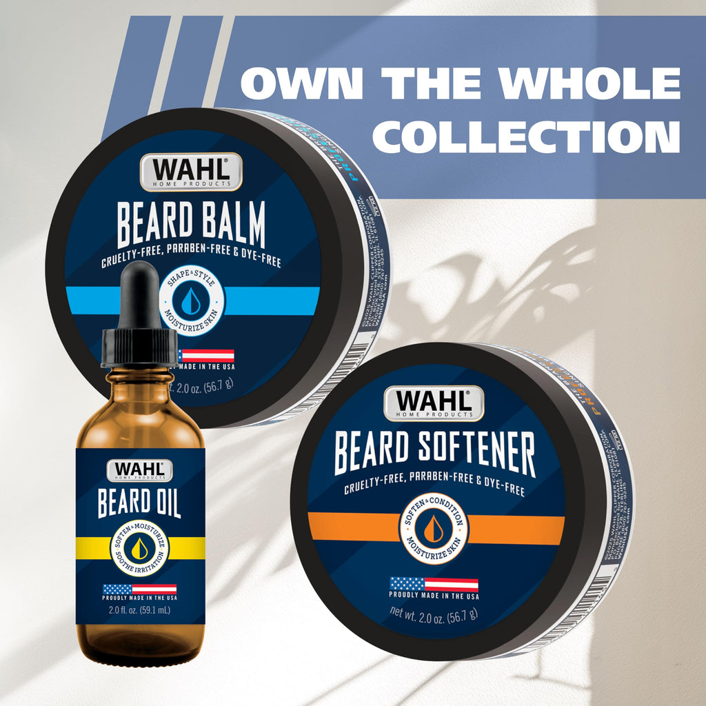 Wahl Beard Balm for Men - Shapes and Styles Facial Hair – Leave in Conditioner for a Light Hold for All-Day Control – With Shea Butter, Aloe, Mango Seed Butter & Candelilla Wax - Model 3028690