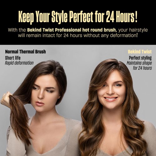 Bekind Twist Pro Thermal Brush - 1.5 Inch Versatile Heated Round Hot Air Brush Dryer, Effortless Blowout Curling Hair Styling Tools, Negative Ion Blow Out Hot Round Brush, 20s Heats (Black)