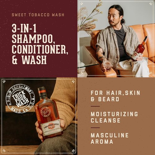 18.21 Man Made 3-in-1 Travel Size Body Wash, Shampoo & Conditioner - Strengthens & Moisturizes, 3.4oz