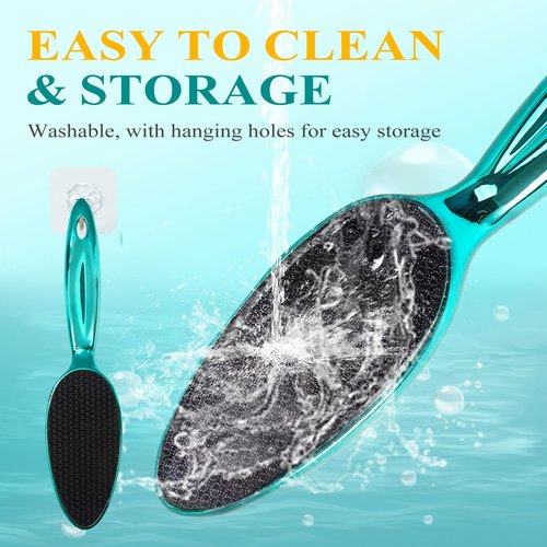 HovuuTuig Glass Foot File, Foot Scrubber for Hard Skin Remover - Foot Callus Remover, Pedicure Tools for Feet Dead Skin, Foot Care for Women and Men, Gentle Effective Heel Scraper (Metallic Green)