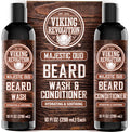 Viking Revolution Beard Wash and Beard Conditioner for Men with Argan Oil and Jojoba Oil - Beard Softener and Strengthener Beard Care Beard Shampoo and Conditioner with Beard Oil (10oz, Majestic Oud)