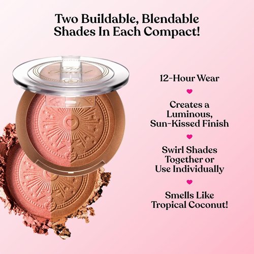 Too Faced Blushing Bronzer - Dual-Shade Sheer Bronzer with Pink Undertones for Natural Glow
