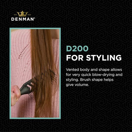 Jack Dean by Denman D200 Flexible Vent Brush - Ideal Styling Tool for All Hair Types | Black