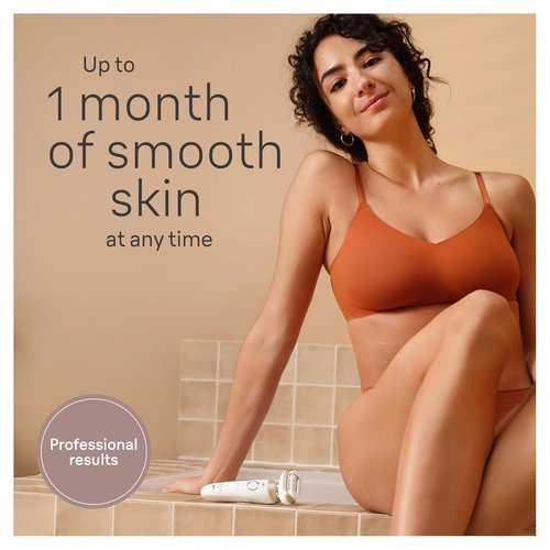 Braun Silk-épil 9 Flex Epilator - 360° Flex & Pivoting Head, Wet/Dry Use, Includes Shaver Head & Trimmer Comb, Tinted Gold