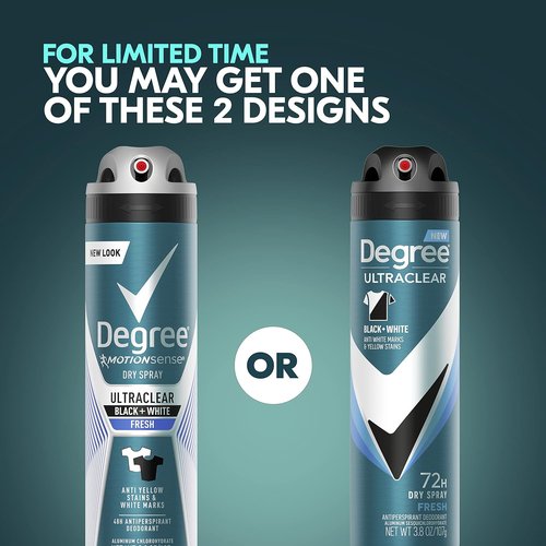 Degree Men Antiperspirant Spray - Black + White | Instant Stain Protection, 3 Count, 3.8 oz