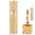 Fiwecos Perfume Travel Refillable Bottle, Cologne Portable Atomizer Fragrance Scent Sprayer with Sparkling Brilliantly, Pump Fill from Bottom Pocket Size 5ml for Travel Essentials & Best Gift(S-Gold)