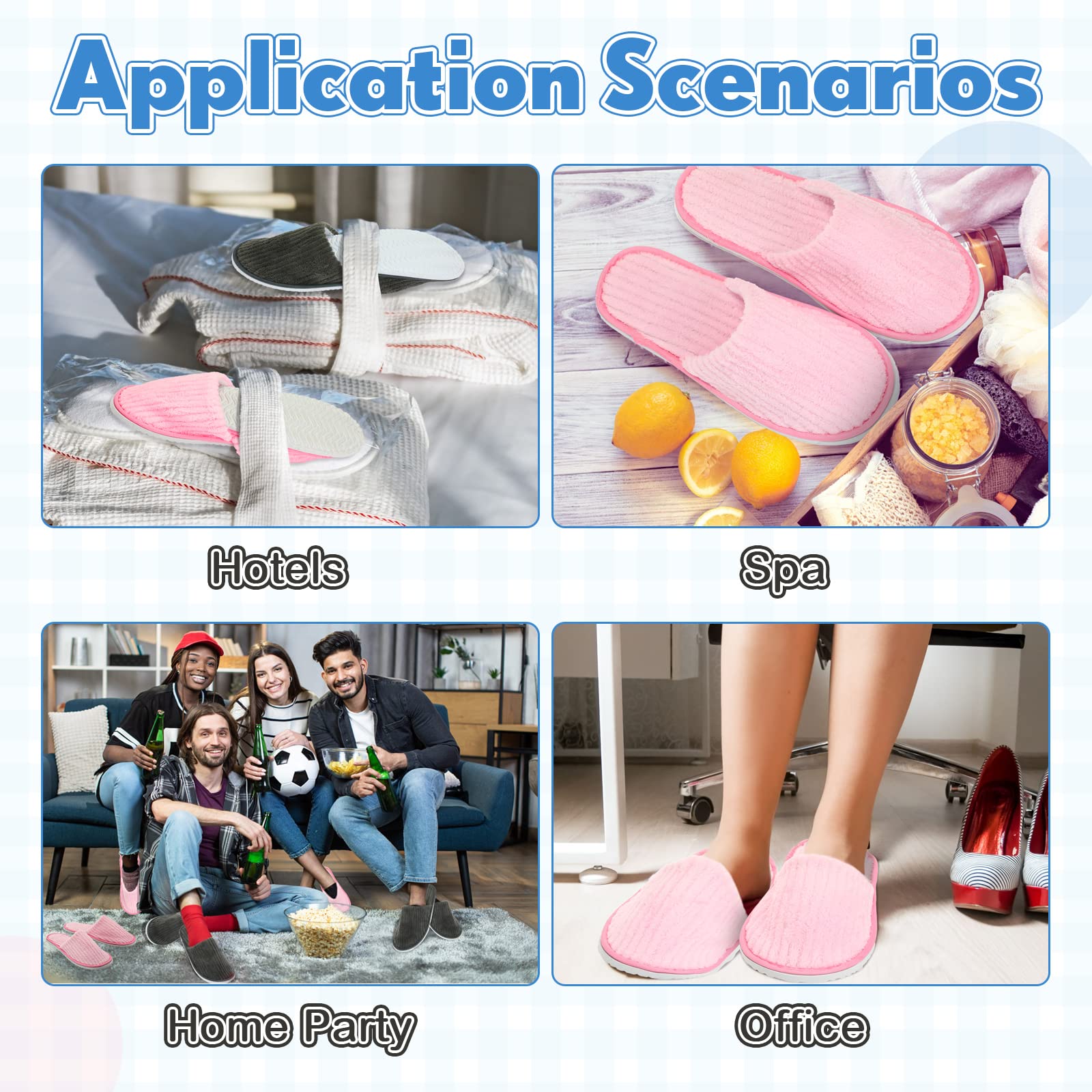Zhehao 10 Pairs Disposable Slippers Washable House Slippers for Guests Bulk Women Men Spa Hotel Bath Slipper Soft Cotton Linen Non Slip Breathable for Indoor Travel Bedroom Party(Pink, Gray)