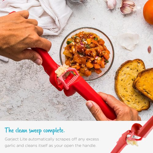 Dreamfarm Garject Lite Garlic Peeler & Press - 2-In-1 Mincer with Ejector | Red Nylon Design