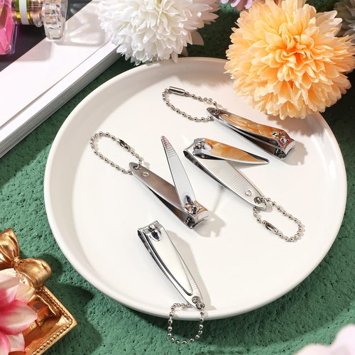 200 Pieces Nail Clippers Bulk Stainless Steel Fingernails Cutters Pointed Toenail Trimmers Manicure Pedicure Tool Set with Key Chains for Kids Men and Women