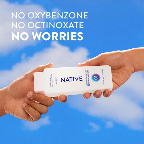 Native Mineral Sunscreen Lotion SPF 30 - Unscented, 100% Mineral Zinc Oxide, Vegan, 7 oz