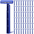 Chumia 500 Pcs Disposable Twin Blade Razor Shaving Safety Razor for Men Individually Wrapped with Clear Safety Cap Bulk Packed Portable for Hotel Guest House Travel Home Use(Blue)