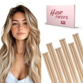 SEGO Clip In Short Hair Extensions Real Human Hair Single 6 Pcs Individual Clip Ins Highlight Remy Balayage Straight Soft Seamless Hairpieces for Women -12 Inch #12P613 Golden Brown&Bleach Blonde