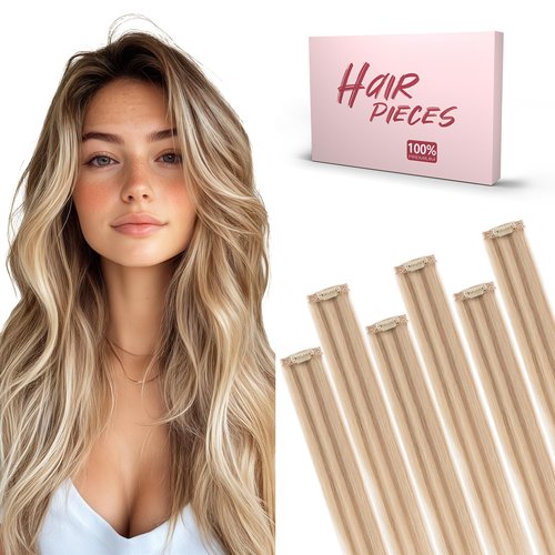 SEGO Clip In Short Hair Extensions Real Human Hair Single 6 Pcs Individual Clip Ins Highlight Remy Balayage Straight Soft Seamless Hairpieces for Women -12 Inch #12P613 Golden Brown&Bleach Blonde