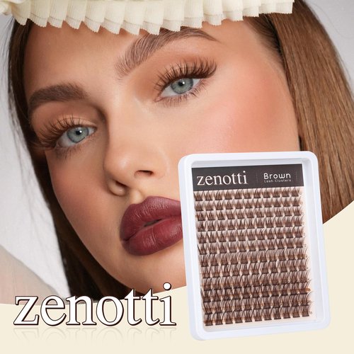 Brown Lash Clusters Natural Eyelash Extension Brown Lash Extension Eyelash Clusters 10-16MM Individual Eyelashes Clusters Wispy Lash Extension DIY Lashes Clusters by zenotti