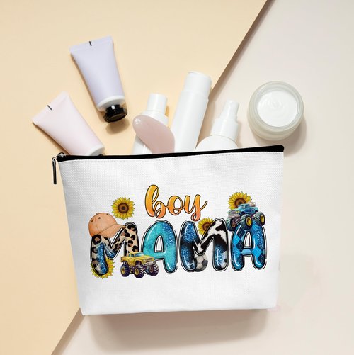 Cazhes Boy Mom Gifts for Mama, Mothers Day Makeup Bag with Zipper, Mother Birthday Gift Cosmetic Bags for Women from Son - D21