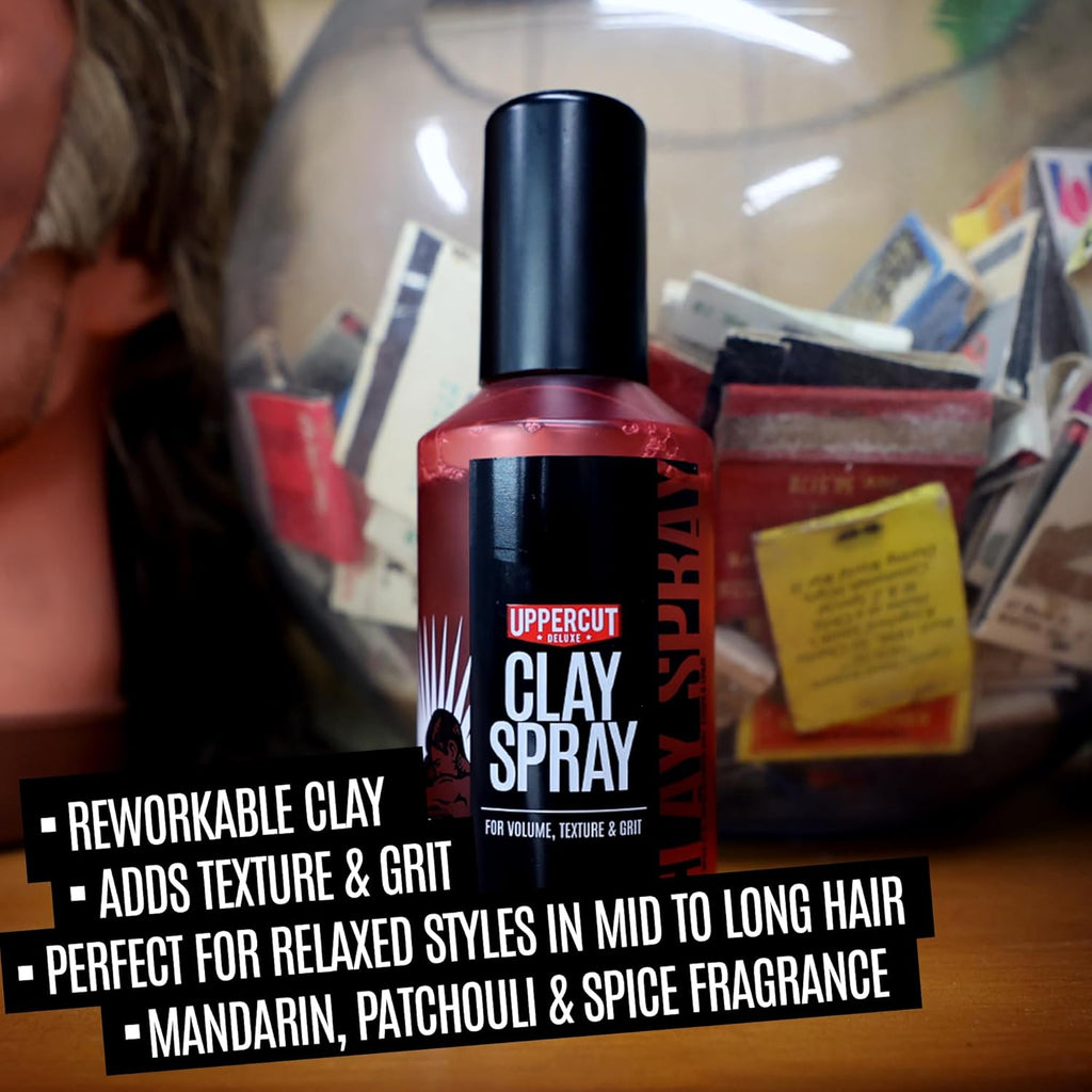Uppercut Deluxe Clay Spray for Men - Texturizing Volume Spray with Natural Matte Finish | 5.0 oz for Medium to Long Hair
