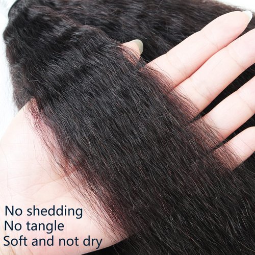 LINYINGYH 12a Single Bundles Human Hair Kinky Straight 1 Bundle Yaki Straight Bundles 14 inch Brazilian Remy Hair Weave Bundles Real Unprocessed Virgin Hair Extensions Natural Color