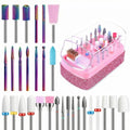 30PCS Nail Drill Bits Set with Holder Case, 3/32 Inch Tungsten Carbide Ceramic Diamond Efile Nail Bits Tool & Organizer for Acrylic Gel Dip Powder Cuticle Removal Polish, Nail Tech Manicure Pedicure