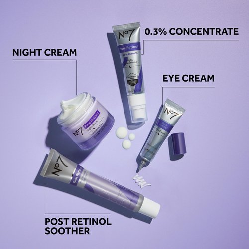 No7 Pure Retinol Night Cream - Collagen-Boosting Retinol Cream that Visibly Smoothes, Plumps & Firms Complexion - Dermatologist Approved & Fragrance-Free (1.69 Fl Oz)